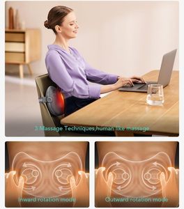 <span class=keywords><strong>SKG</strong></span>-Masajeador de espalda Shiatsu para aliviar el dolor de tejido profundo con calor, almohada de masaje inalámbrica 4D para amasar, parte superior inferior de la espalda - Product Image 3