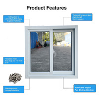 Ventanas Corredizas Horizontales de PVC con Diseño Victoriano, Resistentes a Huracanes, con Mosquitera Magnética, Persiana Enrollable, Marco de Plástico Exterior Resistente al Viento