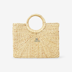 Sac fourre-tout en paille de jacinthe d'eau fait à la main avec broderie fermeture à glissière sac à main de haute qualité pour femmes prix de gros - Product Image 6