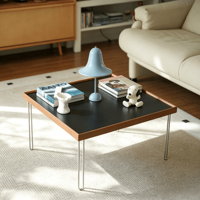 Table basse pliable minimaliste moderne blanche de style Bauhaus inspirée de la dopamine, en acier inoxydable et en bois massif