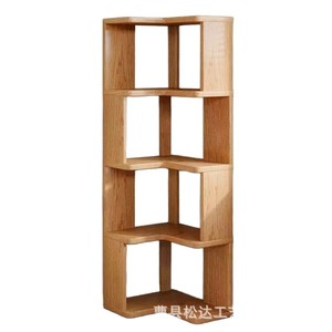 Estante de almacenamiento de madera minimalista moderno, estante esquinero para la sala de estar del hogar, gabinete de almacenamiento de madera maciza integrado en la pared. - Product Image 5