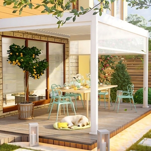 Gazebo bioclimatique de haute qualité jardin motorisé étanche persienne toit aluminium Pergola télécommande rétractable luxe 3x3 - Product Image 1