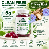 Gummies de fibres alimentaires quotidiennes sans sucre, prébiotiques à la racine de chicorée, végétaliennes, marque privée, vente en gros en vrac