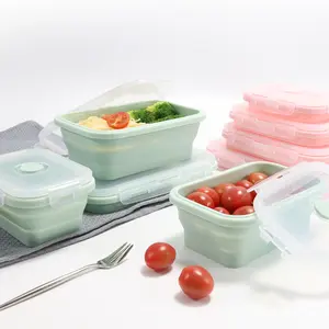 Bán Buôn Microwaveable Có Thể Gập Lại Bpa-Miễn Phí Bento Hộp Ăn Trưa Tươi Bảo Quản Thực Phẩm Lưu Trữ Cho Cắm Trại Picnicware