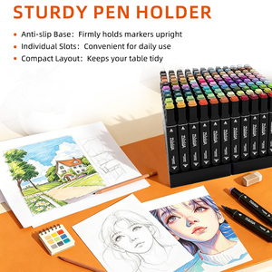 120 stylos marqueurs à double pointe, pointe large de 6 mm et pointe fine de 1 mm, marqueurs artistiques pour colorer, dessiner, esquisser avec étui de transport - Product Image 5
