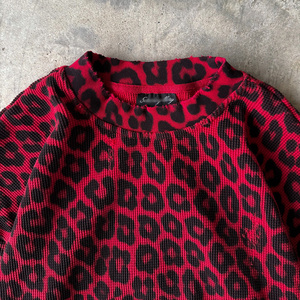 Custom Logo 100% Cotton Thermal Long Sleeve Knitted <strong>Sweatshirt</strong> 300 Grams Heavyweight Distressed Waffle <strong>Crewneck</strong> <strong>Men</strong> - Product Image 4