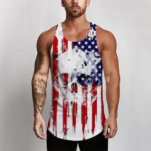 Beliebte Custom Print Herren Fitness Kleidung Baumwolle Gym Singulett Weste Tank Top