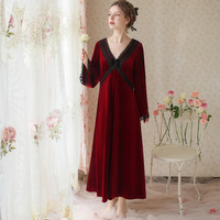 Robe de nuit longue pour femme, style français, doublée polaire rouge, chaude pour l'hiver, coupe ample, vêtement de détente