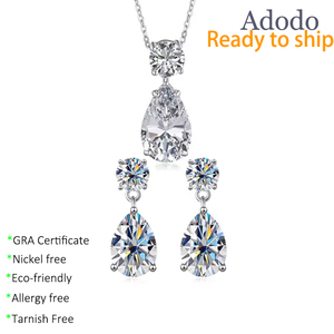 <span class=keywords><strong>Set</strong></span> Perhiasan Pernikahan Dua Bagian Berlian Moissanite Potongan Bulat Pear Perak 925 Bersertifikat GRA Bebas Alergi Tahan Noda untuk Wanita - Product Image 1