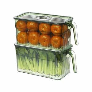 Contenedor de Almacenamiento Rectangular de Plástico para Refrigerador, Recipiente para Alimentos con Tapa y Asa, Capacidad de 3-6L, PP+PET Multifuncional, Verde/Gris - Product Image 1