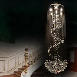 Fashion decor interior fancy wholesale design hotel large hanging modern luxury stair led crystal chandelier