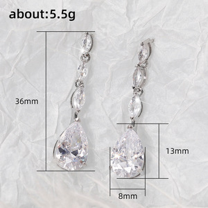 Orecchini pendenti con zirconi a goccia Marquise per donna, eleganti gioielli per feste di matrimonio - Product Image 5