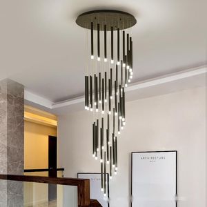 Lámpara Colgante LED Moderna y Sencilla, Lámpara <span class=keywords><strong>de</strong></span> <span class=keywords><strong>Techo</strong></span> <span class=keywords><strong>de</strong></span> <span class=keywords><strong>Tubo</strong></span> Acrílico Negro, para Escaleras, Sala <span class=keywords><strong>de</strong></span> Estar, Escalera - Product Image 3