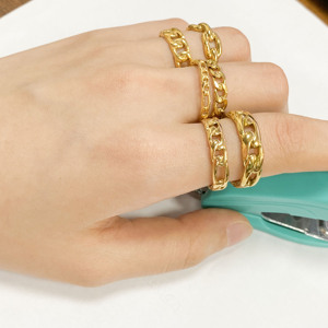 Minimalist <strong>Thick</strong> Link Chain <strong>Ring</strong> Men Women Jewelry Stainless Steel 18K Gold Plated Waterproof Miami Cuban Link Chain Band <strong>Ring</strong> - Product Image 6