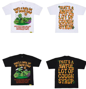 T-shirts Oversize Décontractés et Amples pour Hommes, Style Minimaliste Américain Tendance, avec Impression Scannable, Motif 'THAT'S A AWFUL LOT OF COUPH SYRUP', En Stock - Product Image 5