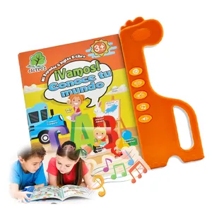 Brinquedo interativo para crianças, livro de som alfabético em espanhol e inglês, estudo em espanhol, funética, para crianças