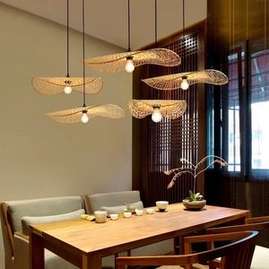 Lustre suspendu en rotin naturel tissé à la main, 35 à 45 cm, luminaire pour salle à manger, <span class=keywords><strong>abat</strong></span>-<span class=keywords><strong>jour</strong></span> artistique - Product Image 3