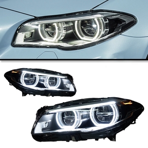 Feux avant <span class=keywords><strong>LED</strong></span> pour BMW F10 Série 5 F10 2011-2017, ensemble de phares <span class=keywords><strong>LED</strong></span>, mise à niveau des feux de jour à <span class=keywords><strong>LED</strong></span> Angel Eyes - Product Image 2