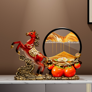 Nouvelle figurine de cheval porte-bonheur, sculpture de kaki en peinture de sable mouvant, cadeau de pendaison de crémaillère pour salon - Product Image 1