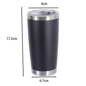 Vasos de acero inoxidable de 20 oz con tapa, taza aislada al vacío de doble pared, taza recubierta de polvo de 20 oz <span class=keywords><strong>para</strong></span> bebidas frías y calientes - Product Image 6