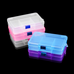 Transparent Plastic Jewelry Box 5 Grids 14.4x10x3.4cm Hard <b>Shell</b> Storage Organizer For Accessories Solid Color - Product Image 4