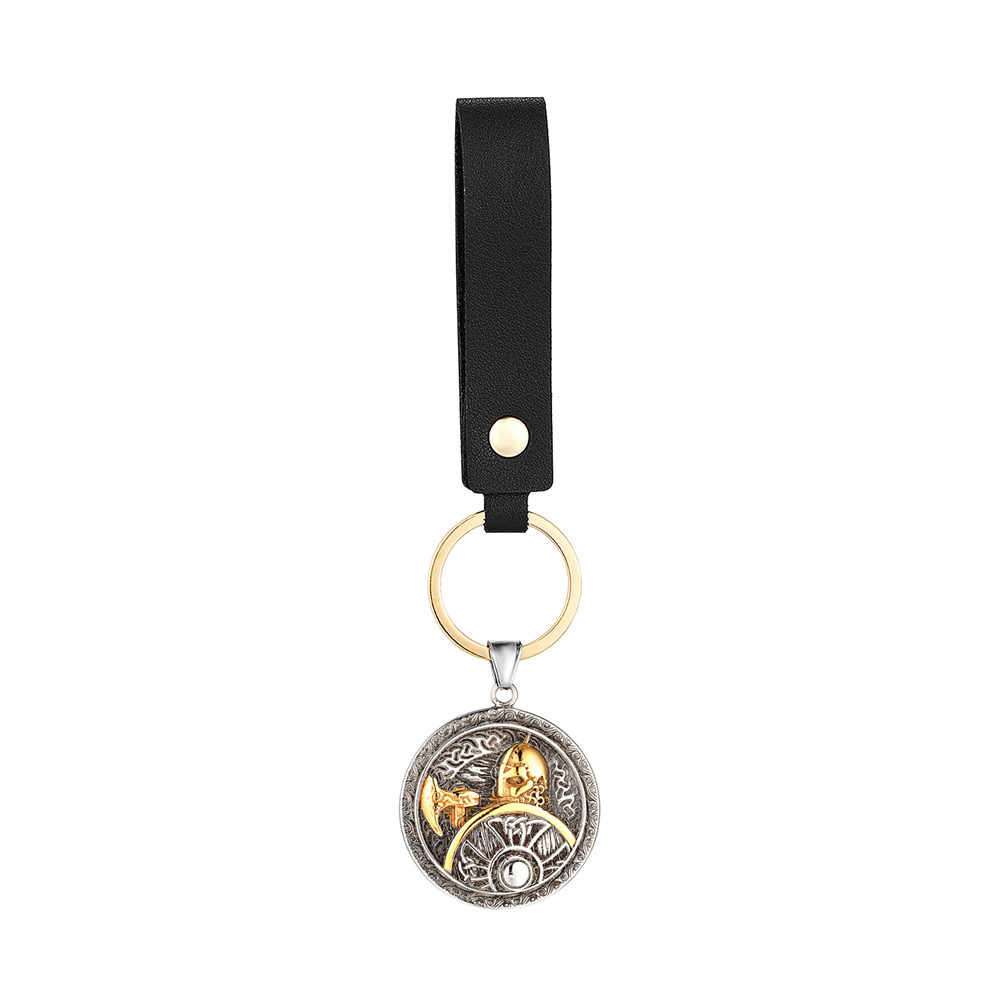Pendentif bicolore avec cordon en cuir