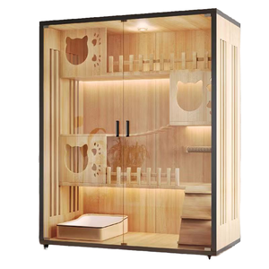 고품질 럭셔리 야외 고양이 빌라, 현관이 있는 견고한 모던 스타일 거실 공간 유리문 고양이 하우스 캐비닛 - Product Image 1