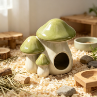 Abri en céramique personnalisé en forme de grappe de champignons pour hamster, grotte pour petits animaux, abri douillet pour animaux de compagnie, décoration de cage pour oiseaux, ornements, vente en gros