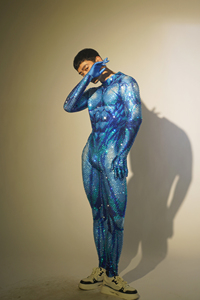 ชุดจั๊มสูทแขนยาวผู้ชายประดับเพชร ชุดเทศกาล ชุดแสดงละครกล้ามเนื้อ ชุดแสดงฮาโลวีน ชุดรอมเปอร์ผู้ชาย ชุดบอดี้สูทผ้าสแปนเด็กซ์ - Product Image 3