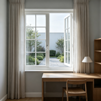 Ventana Abatible de Aluminio Blanco con Rotura de Puente Térmico, Insonorizada, para Casa Familiar, Suministro del Fabricante HUACAI