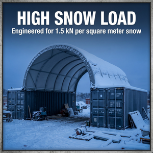 Bâtiment dôme industriel en métal et PVC 40x60 pieds, certifié CE - Résistance au vent 110 km/h, résistance à la neige 0,5 KN/m² pour entrepôt de stockage intensif et <span class=keywords><strong>garage</strong></span> automobile - Product Image 4
