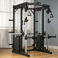 Rack de musculation robuste avec machine Smith, rails de guidage chromés et verrou de sécurité pour salle de sport et studio commerciaux