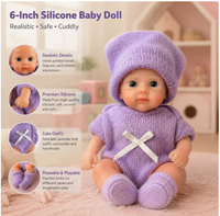 Poupée bébé réaliste en silicone solide de 6 pouces, avec tenue en tricot exquise, poupée de compagnie douce pour enfants et collectionneurs