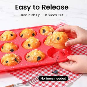 MUYULINS factory 12-cup pan, metal reinforced frame, regular size, with handle, non-stick <b>silicone</b> cake mold - Product Image 4