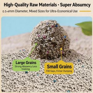 OEM BENJIE Strong Clumping Antibacterial Easy Clean Fast Absorption Bentonite <b>Starch</b> 5L Gray Spherical Cat Litter - Product Image 3