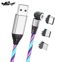 Mengubah Colorful LED Mengalir 540 Memutar Magnetic Multi Kabel Pengisian USB