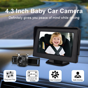 กระจกมองหลังในรถยนต์สำหรับเด็ก พร้อมกล้องมองกลางคืน HD ขนาด 4.3 นิ้ว สำหรับดูเด็กนั่งเบาะหลังแบบหันหลัง รุ่น YB-403CA-C - Product Image 4