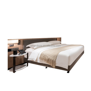 Vente en gros directe d'usine : Cadre de lit en bois MDF pour suite d'hôtel, avec ensembles de draps, pour hôtel 3 étoiles, motel, gîte, appartement - Product Image 1