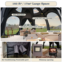 Tente gonflable Coody Dome Air - Gris géodésique, facile à installer, tissu en coton imperméable, pour 2 à 4 personnes, camping en plein air, famille