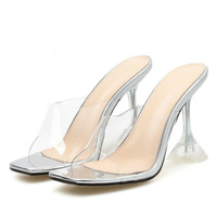 Nouvelles sandales grande taille Stiletto pour femmes chaussures à talons hauts pour femmes sandales plates léopard transparentes pour femmes