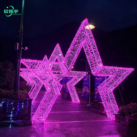 Kommerzieller Riesiger Outdoor Wasserdichter Maßgefertigter 3D LED-Bogen Tunnel Sternmotiv-Licht Weihnachtspark Landschafts-Feiertagsdekoration