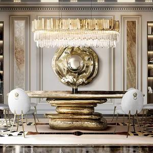 Furnistyle Sillas de comedor modernas de lujo Diseño de metal dorado de terciopelo de alta calidad para el hogar Hotel o Villa Comedor - Product Image 4