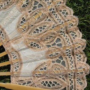 Ventilateur en dentelle de coton brodé, bretelles en bambou, décoration de <span class=keywords><strong>mariage</strong></span>, chauves-souris - Product Image 3