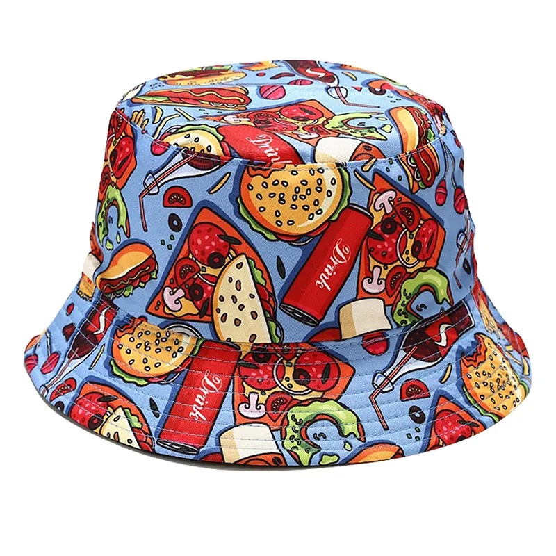 Design personalizzato in tutto il cappello da pesca colorato cappello pieghevole reversibile da pescatore cappello da pescatore