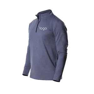 Wholesale OEM Men's Quarter Zip Pullovers Long Sleeve T Shirt New Design Quick Dry Long Sleeve T Shirt For Men
