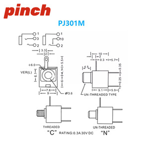 Conectores de Audio Pj-301m Pj-201m de 2.5 y 3.5 mm, Roscados, para Montaje en Panel, Canal Mono Dual, Negros, para Teléfono - Product Image 2
