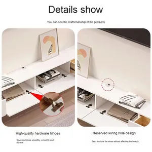 Meuble TV moderne et minimaliste flottant en bois massif Table basse murale en dalle de roche pour petit salon Vases en céramique et porcelaine - Product Image 3