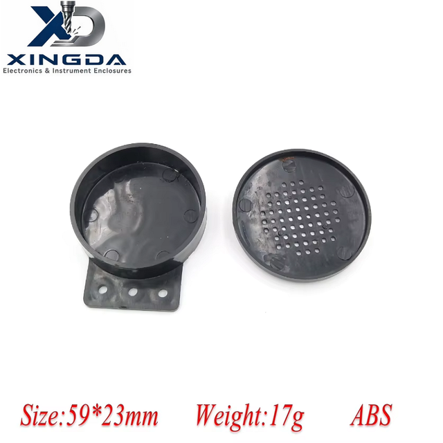 Round Plastic Speaker Enclosure With Mounting Bracket Perforated Mesh Cover Audio Buzzer Housing OEM ODM Custom Shell