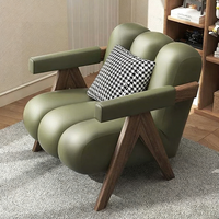 Fauteuil d'appoint populaire pour salon, chaise individuelle de luxe moderne et confortable en tissu avec pieds en bois pour la maison