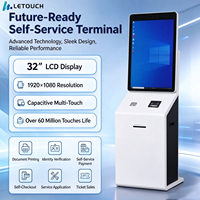 Kiosque libre-service LeHua 32 pouces, écran tactile capacitif, résolution 1920x1080, boîtier métallique, terminal de paiement automatique, QR